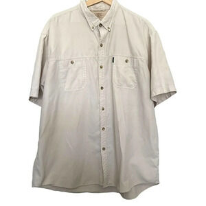 GH Bass & Co Button Up Outdoor Shirt Size 2XL Beige Short Sleeve hiking fishing‎